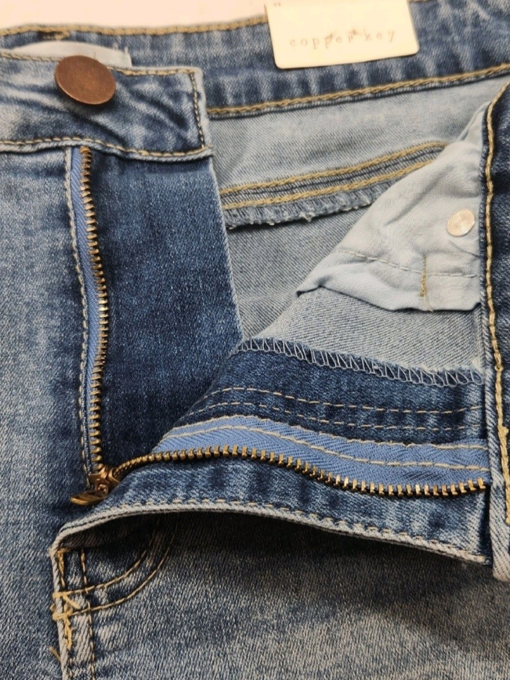 Copper Key Juniors size 13 cuffed blue Stretch jean shorts NWT 0 3 - Picture 9 of 9